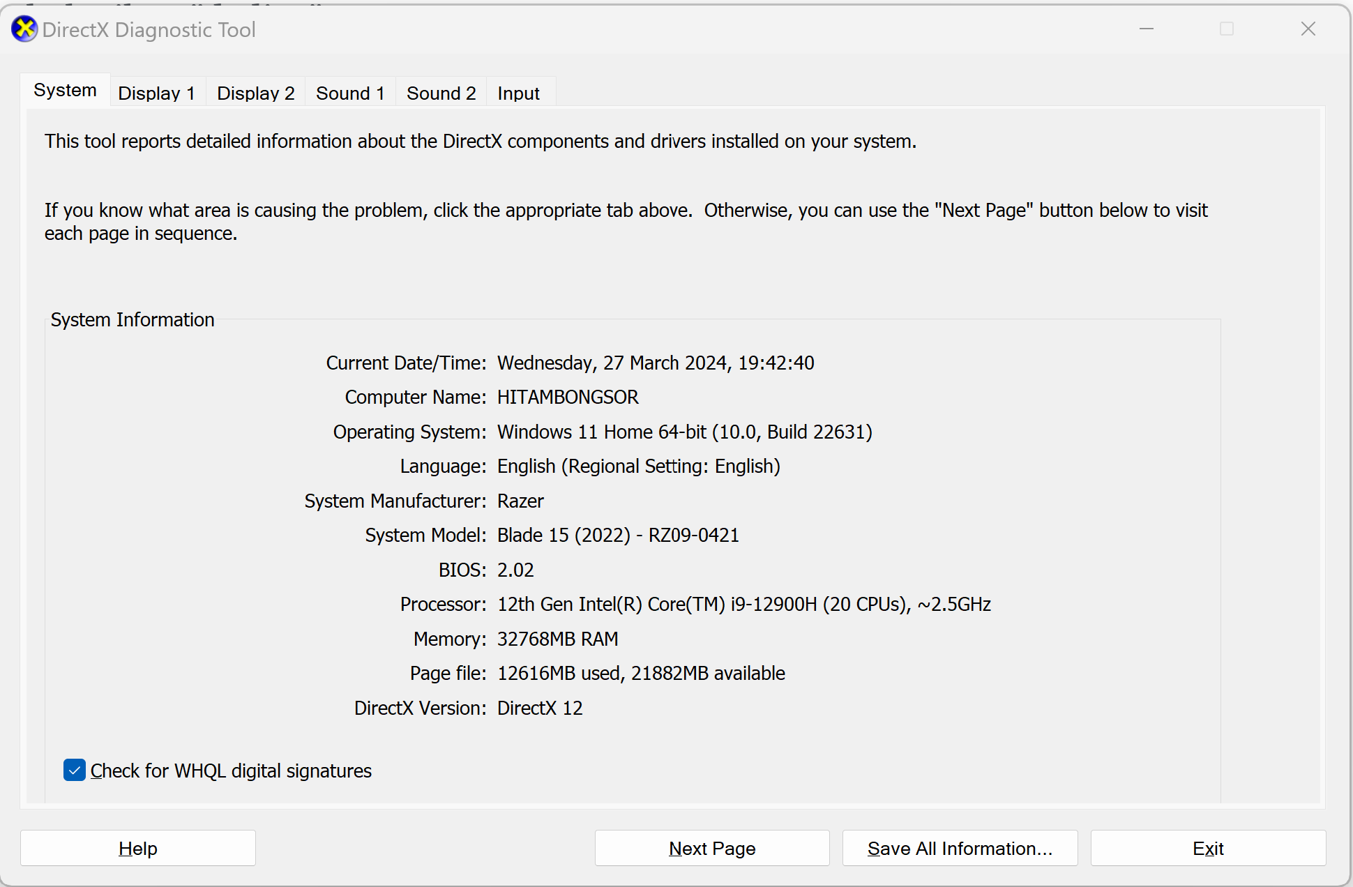 Cara Melihat Spesifikasi Komputer Dengan Microsoft DirectX Diagnostic Tool